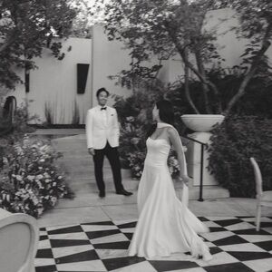 Elegant White Strapless Gown with Scarf— Addilyn by Jenny Yoo